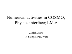 numerical activities in COSMO Physics interface, LM-z - c