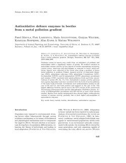 Antioxidative defence enzymes in beetles from a metal pollution