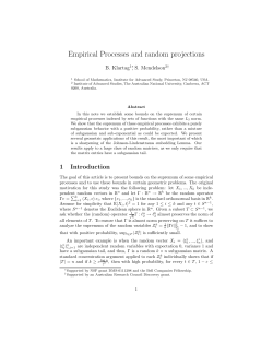 Empirical Processes and random projections