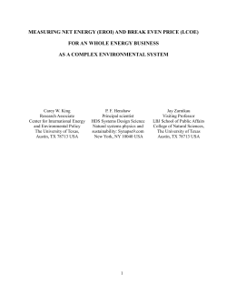 MEASURING NET ENERGY (EROI) AND BREAK EVEN PRICE