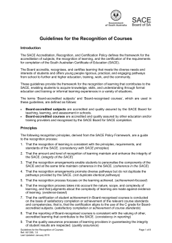 Guidelines for the Recognition of Courses