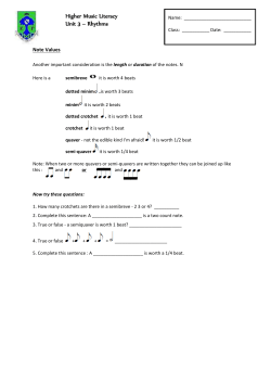 Higher Music Literacy Unit 3 &ndash; Rhythms
