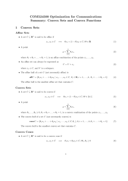 COM524500 Optimization for Communications Summary: Convex