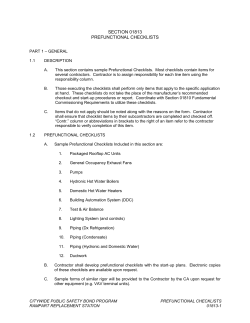 Prefunctional Checklist