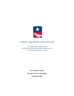 Texas Hunger Initiative Strategic Plan for Communities September