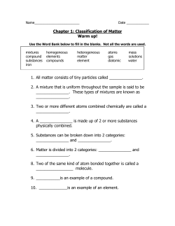 Classification of Matter Warm up!