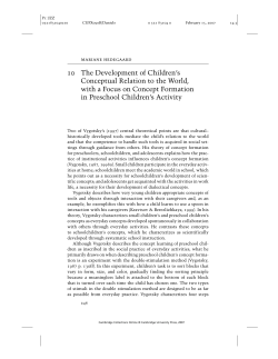10 The Development of Children`s Conceptual Relation to the World