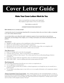 the cover letter - University of Manitoba