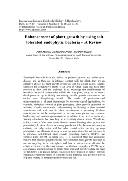 Enhancement of plant growth by using salt tolerated endophytic