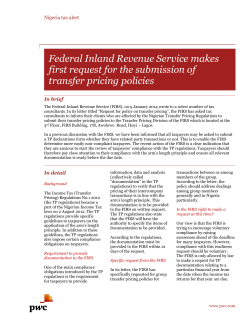 Federal Inland Revenue Service makes first request for the