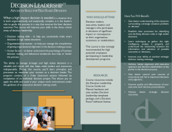 Advanced skills for strategic and high stakes decisions