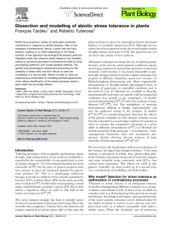 Dissection and modelling of abiotic stress tolerance in plants