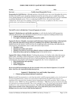 ESRD CORE SURVEY QAPI REVIEW WORKSHEET Segment I