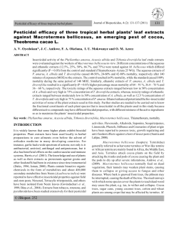 Pesticidal efficacy of three tropical herbal plants` leaf extracts against