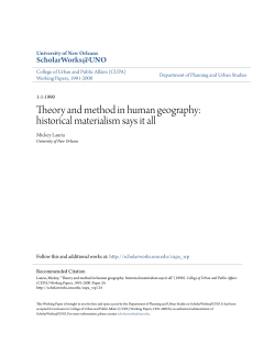 Theory and method in human geography: historical materialism says