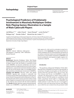 Psychological Predictors of Problematic Involvement in