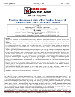 Cognitive Dissonance - International Journal of Innovative Research