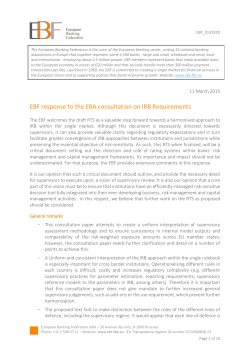 EBF response to the EBA consultation on IRB Requirements