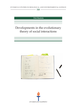 Developments in the evolutionary theory of social interactions