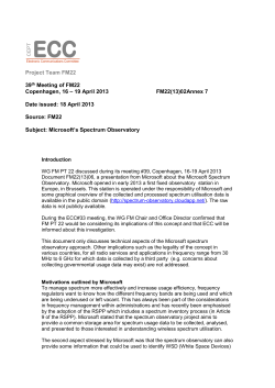 Subject: Microsoft`s Spectrum Observatory
