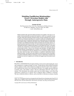 Modeling Equilibrium Relationships: Error Correction Models with