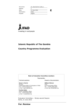 For: Review Islamic Republic of The Gambia Country Programme