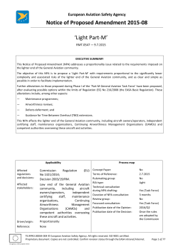 Notice of Proposed Amendment 2015-08 `Light Part-M`