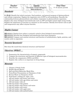 Chemistry of Life Lesson Plan example