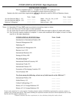 INTERNATIONAL BUSINESS Major Requirements