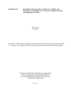 Determination of Total Organic Carbon and Specific UV Absorbance