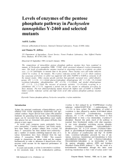 Levels of enzymes of the pentose phosphate pathway in Pachysolen