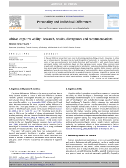 African cognitive ability: Research, results