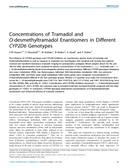 Concentrations of Tramadol and O-desmethyltramadol Enantiomers