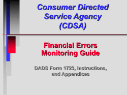(CDSA) Financial Errors - Texas Department of Aging and Disability