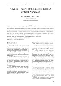 Keynes‟ Theory of the Interest Rate: A Critical Approach