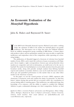 An Economic Evaluation of the Moneyball Hypothesis