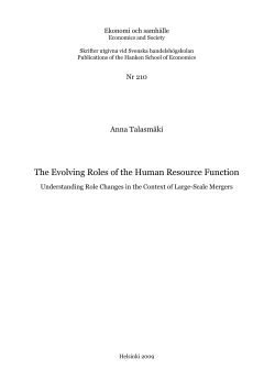 The Evolving Roles of the Human Resource Function