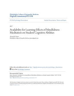 Availability for Learning:Effects of Mindfulness Meditation on Student