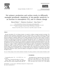 Net primary production and carbon stocks in differently managed