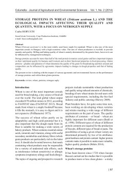 STORAGE PROTEINS IN WHEAT (Triticum aestivum L.) AND THE