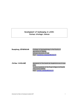 Development of beekeeping in LAOS: Various strategic choices