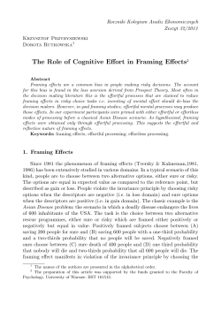 The Role of Cognitive Effort in Framing Effects2