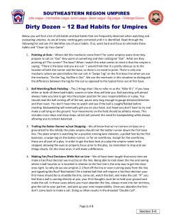 Dirty Dozen &ndash; 12 Bad Habits for Umpires