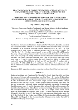 Fractionation And Environmental Risk Of Trace Metals In Surface