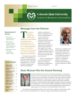 Message from the Director Dean McLean Hits the Ground Running