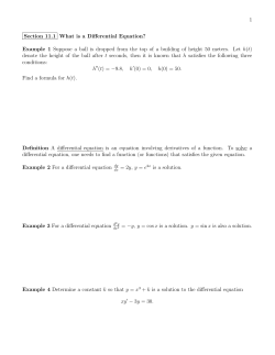 1 Section 11.1 What is a Differential Equation? Example 1 Suppose