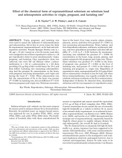 Effect of the chemical form of supranutritional selenium on selenium