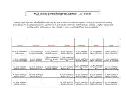 H2O Middle School Meeting Calendar &ndash; 2016/2017