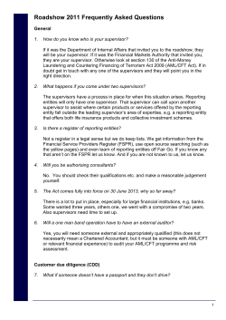 AML/CFT Roadshow Frequently Asked Questions