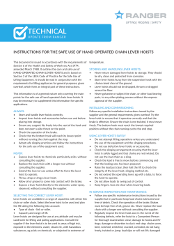 Safe use of Hand Operated Chain Lever Hoists